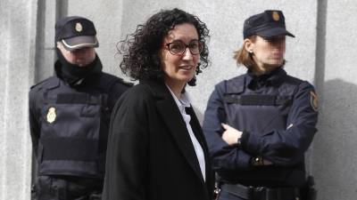 La diputada d'ERC, Marta Rovira, a l'última citació davant del jutge del Suprem, Pablo Llarena, a finals de febrer. FOTO: EFE