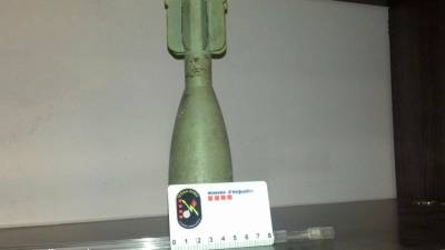 La granada encontrada en Salou. FOTO: Mossos d'Esquadra