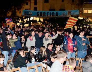 Aficionados del Barça en Riudoms. Foto: Alba Mariné