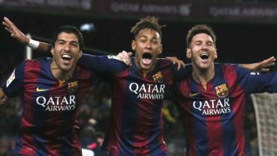 Luis Suárez, Neymar JR y Leo Messi se han convertido en la delantera más temida de Europa. Foto: EFE