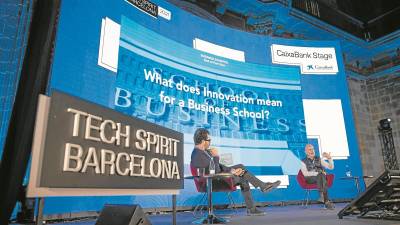 Ivan Bofarull, a la derecha de la imagen, hace pocos días en el evento de innovación Tech Spirit Barcelona. Foto: Cedida