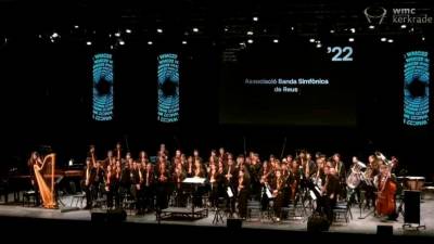 La Banda Simfònica de Reus, durante su actuación en el Rodahal Concert Hall de Kerkrade, en Países Bajos. FOTO: cedida