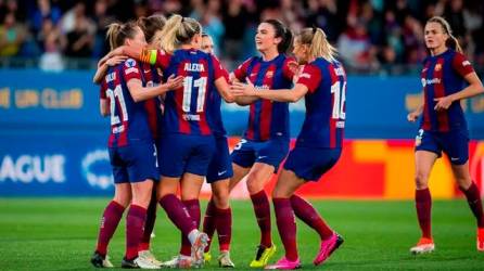 Las jugadoras del Barça femenino celebran un tanto conseguido. Foto: FC Barcelona