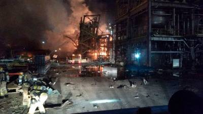 Imagen de la explosión en la planta de Iqoxe del 14 de enero de 2020. Foto: Cedida