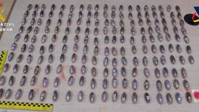 Las cápsulas tenían un peso total de 2 kilos. Foto: Guardia Civil