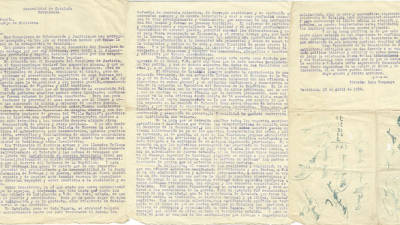 La misiva del presidente de la Generalitat la forman tres páginas mecanografiadas y datadas el 25 de abril de 1938. Foto: DT
