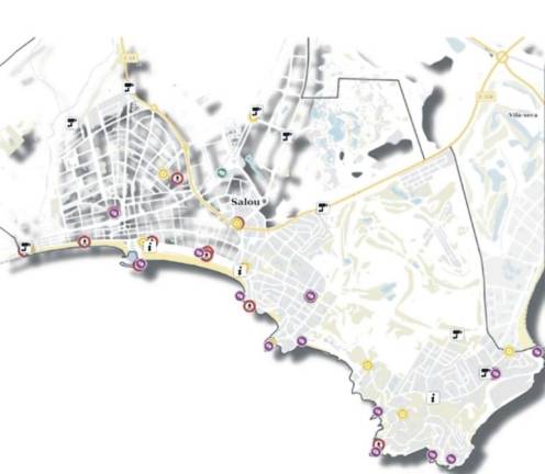 La infografía muestra los puntos con cámaras, pasos de peatones inteligentes y demás repartidos por el municipio, Foto: Aj. de Salou