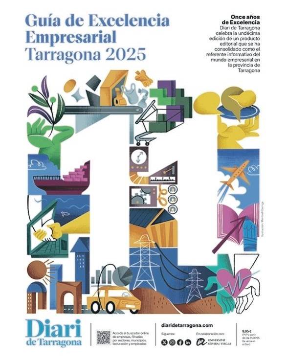 La ilustración de portada de la edición de 2025 de la ‘Guía de Excelencia Empresarial Tarragona’ es obra de Meritxell Garriga Riba. Foto: Diari de Tarragona