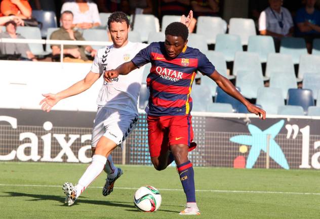Dongou en un partido con el Barça Atlètic. Foto: Diari Sport