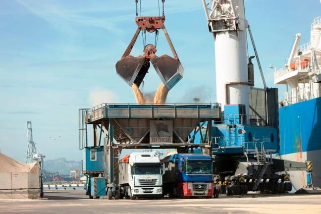 Descarga de cereal en el Port de Tarragona. FOTO: APT