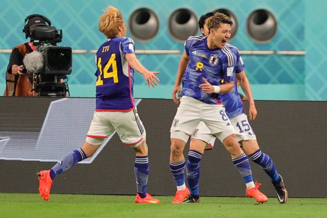 Japón celebra uno de los dos goles conseguidos frente a Alemania. Foto: EFE