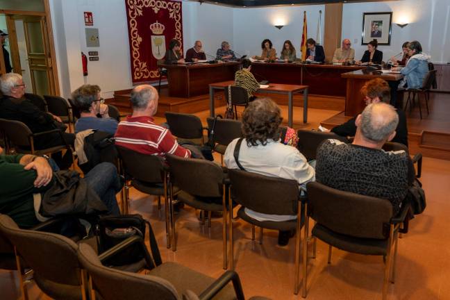 Membres del comitè d’empresa d’Ercros van assistir al ple de l’Ajuntament de Flix. Foto: Joan Revillas