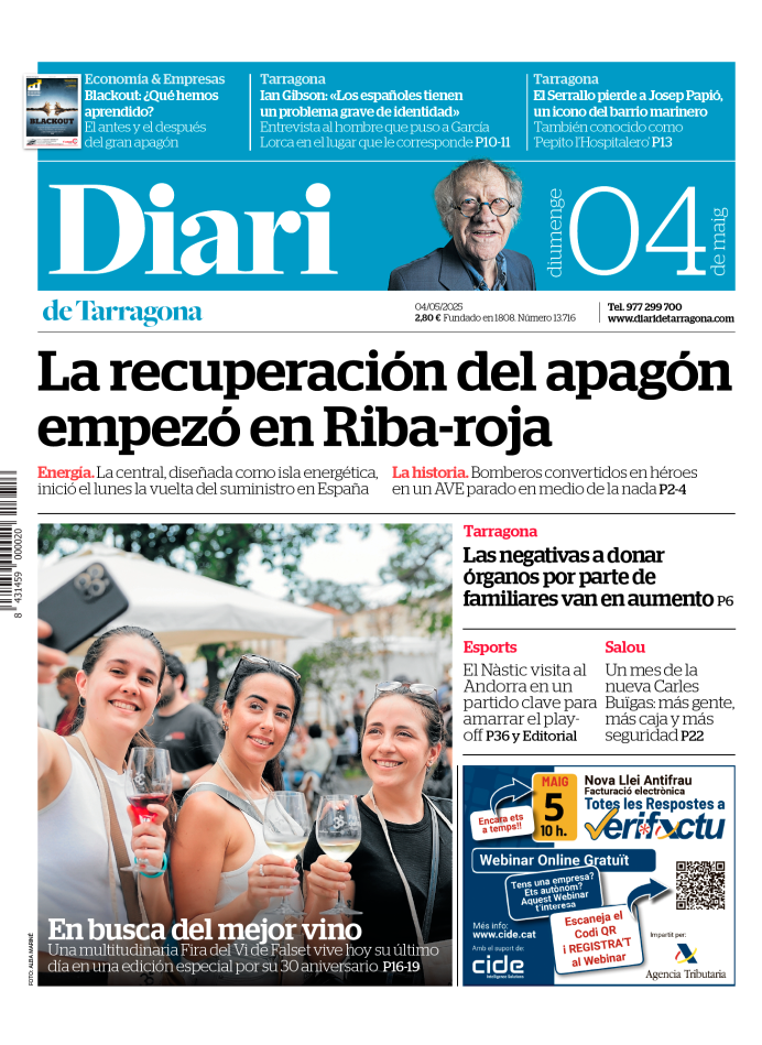 Portada del Diari del domingo 4 de mayo de 2025