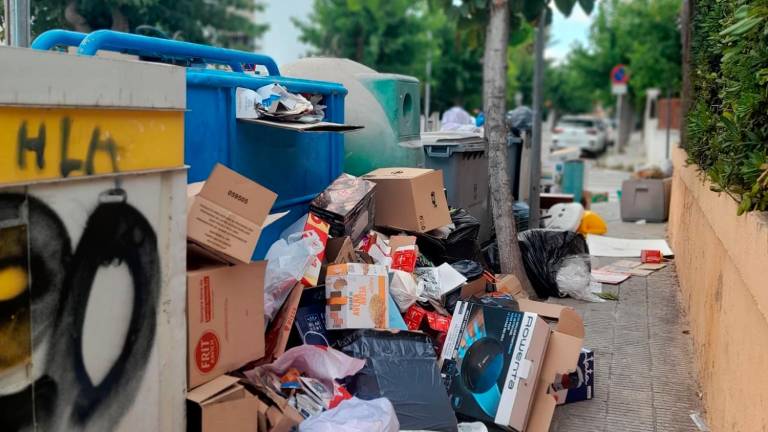 Una de las calles de Cunit llenas de basuras. Foto: DT