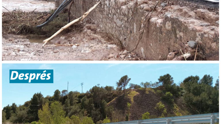 Imagen de la carretera antes y después de ser reparada. Foto: Cedida