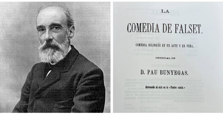 Pau Bunyigas, pseudònim de Conrad Roure, és l’autor de l’obra ‘La comèdia de Falset’ (1869).
