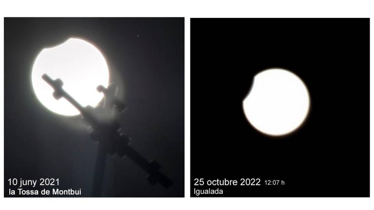 El eclipse de este martes y uno anterior, del 10 de junio de 2021. Foto: Twitter Ramon Busqué Vives