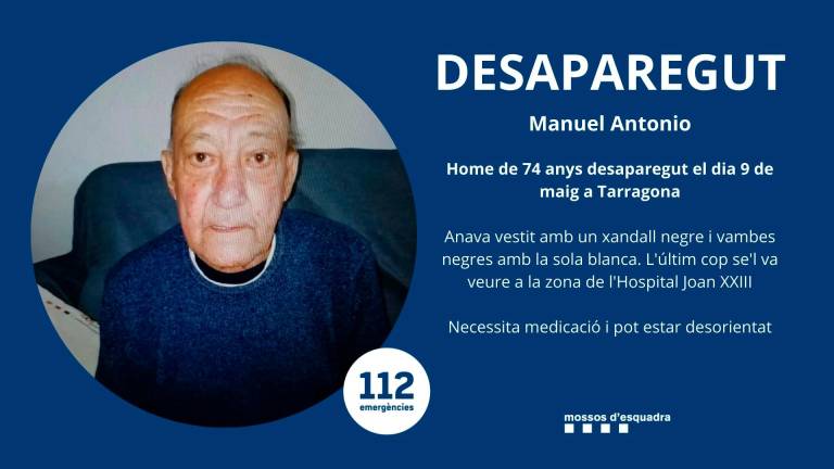 Localizado el hombre de 74 años, desaparecido el lunes en Tarragona