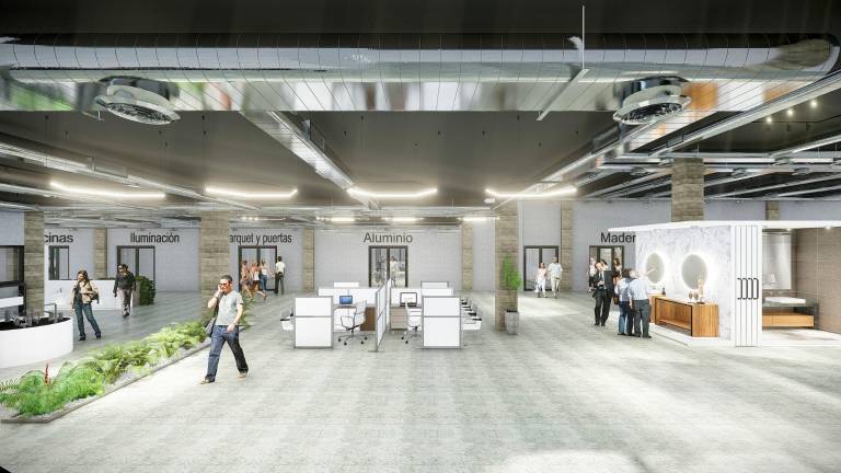 Imagen renderizada de cómo tenía que quedar el almacén dedicado a la venta de materiales de la construcción. foto: dt