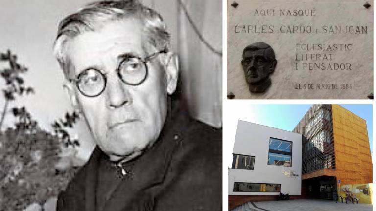 Carles Cardó, eclesiàstic i escriptor, va néixer a Valls el 1884, com recorda la placa instal:lada al carrer dels Jueus i la biblioteca pública de la ciutat que duu el seu nom. Foto: Cedida