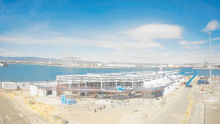 $!Estado de las obras de la futura terminal de cruceros, en el Moll de Balears. foto: dt