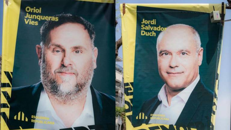 Los carteles de Oriol Junqueras y Jordi Salvador. Foto: Àngel Ullate