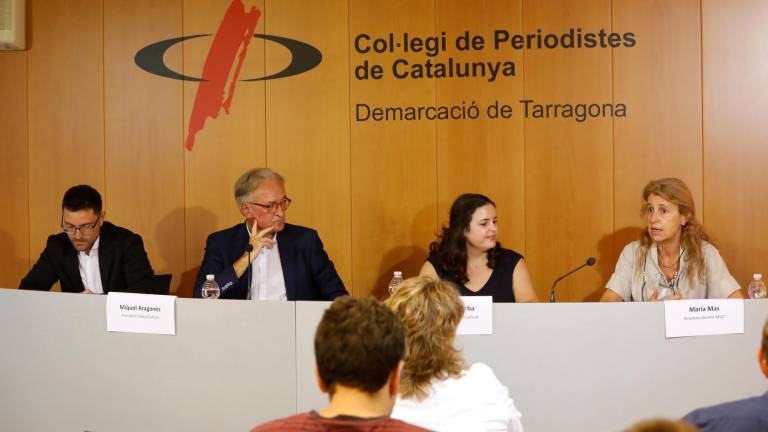 Sergi Novo, Miquel Maria Aragonès, Blanca Vallcorba y Maria Mas, durante la presentación de ayer. Foto: Pere Ferré
