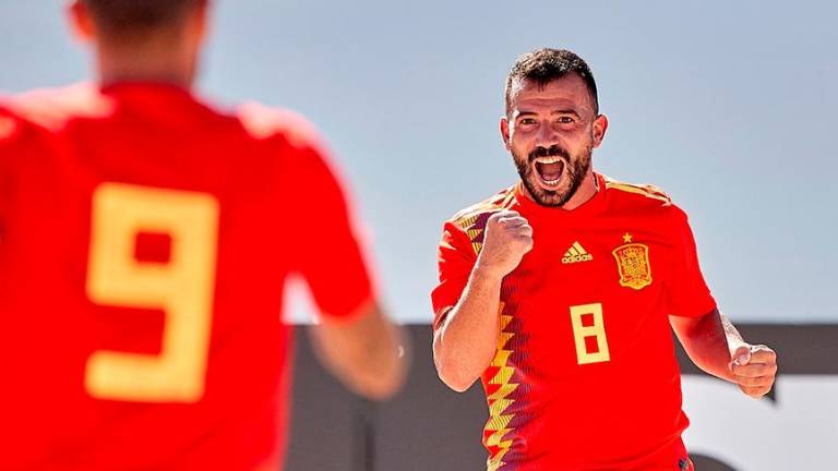 Adri Frutos en un partido con la selección española absoluta de fútbol playa. Foto: Cedida