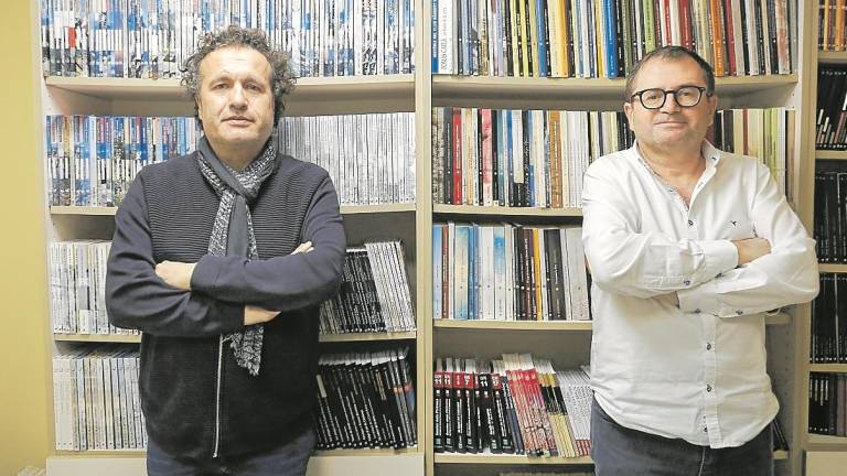Des de l’esquerra, els editors Jordi Ferré i Josep Maria Olivé. Foto: Pere Ferré