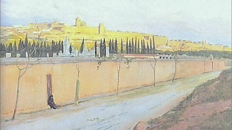 Vista del cementiri des del Fortí de l’Oliva. Foto: Santiago Rusiñol (1894)
