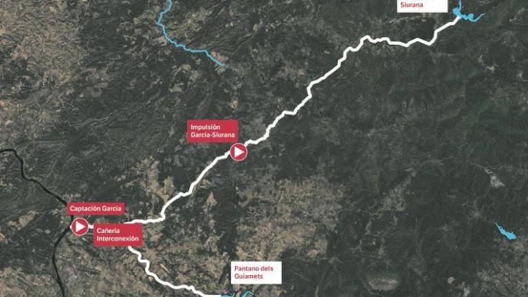 La conexión de la red del Garrigues-Sud hacia el pantano de Margalef abarcaría cerca de 1.400 hectáreas en media docena de municipios. Foto: Acció Climàtica