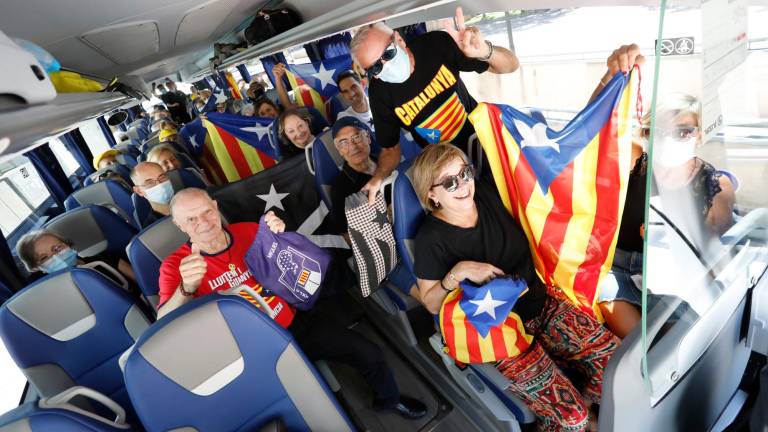 Uno de los autobuses que se ha dirigido a Barcelona. Foto: Pere Ferré