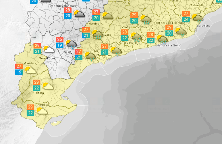 El Temps a Tarragona: Pluges durant tot el dia