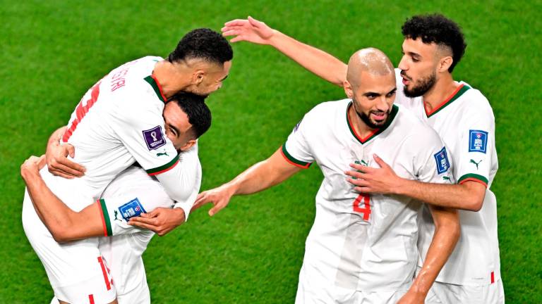 Los jugadores de Marruecos celebran uno de los tantos conseguidos ante Canadá. Foto: EFE