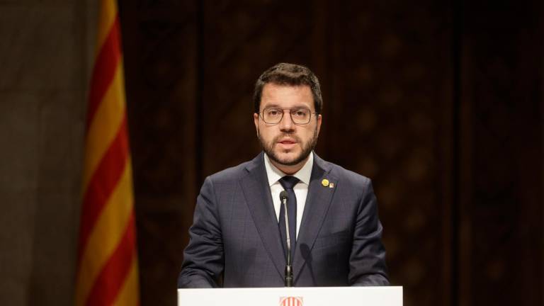 Pere Aragonès durante su comparecencia par anunciar el cese de Puigneró. Foto: EFE