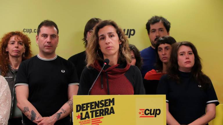 La candidata de la CUP, Laia Estrada, en su comparecencia tras las elecciones del domingo. Foto: ACN