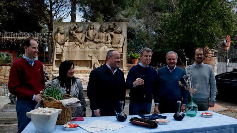 El líder del Partido Popular, Alberto Núñez Feijóo, durante su visita a Valls este domingo. Foto: ACN