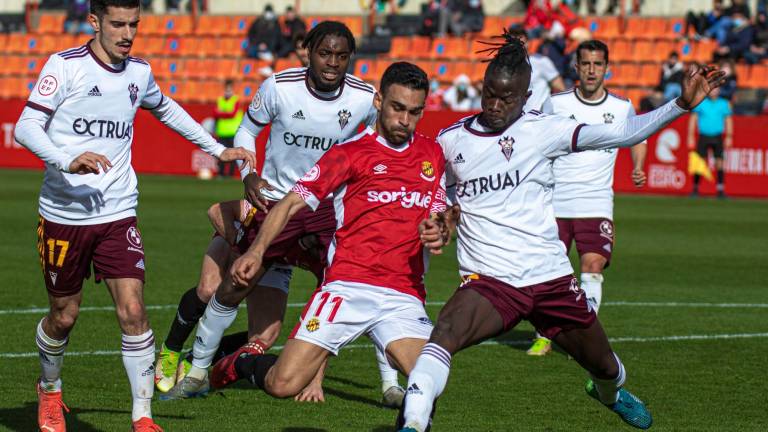 Dani Romera, que llega en plena forma tras sus tres goles al Linense, en el partido de la primera vuelta ante el Albacete.