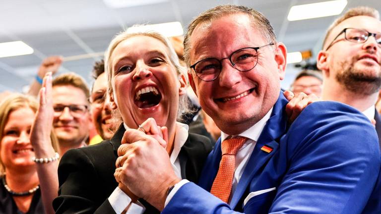 Los colíderes del partido ultraderechista Alternativa para Alemania (AfD), Tino Chrupalla y Alice Weidel. Foto: EFE
