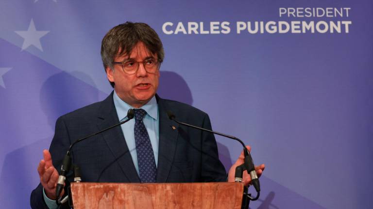 Carles Puigdemont, durante la rueda de prensa de este martes. Foto: EFE