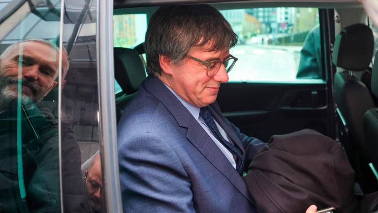 Carles Puigdemont, tras una conferencia de prensa en Bruselas. Foto: EFE