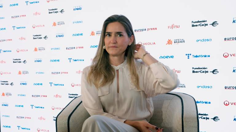 La ministra para la Transición Ecológica, Sara Aagesen durante un desayuno informativo celebrado en Madrid este viernes. Foto: EFE