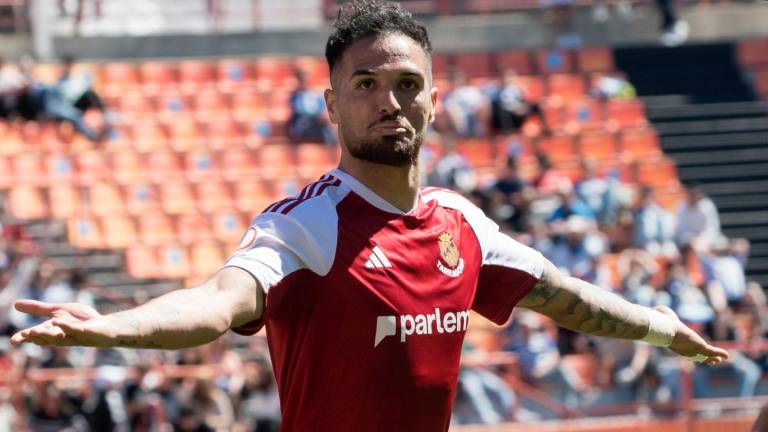 Antoñín Cortés celebra su gol conseguido ante la Ponferradina. Foto: Nàstic