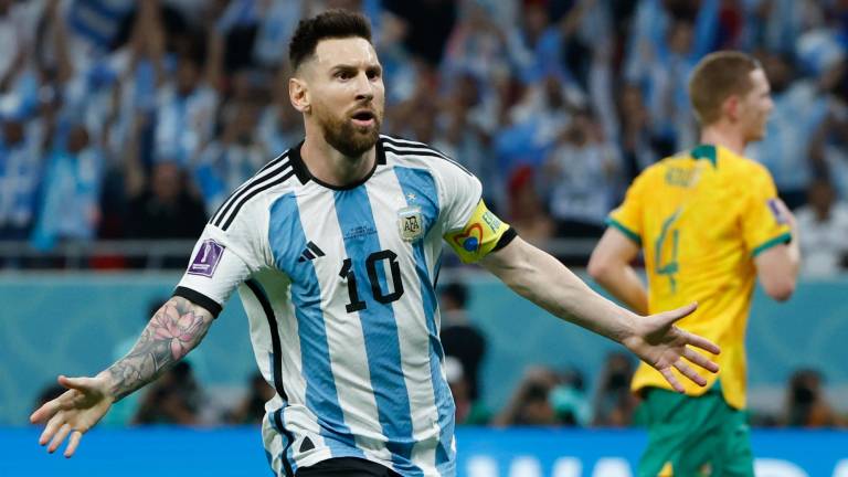 Leo Messi celebra su tanto conseguido frente a Australia en octavos. Foto: EFE