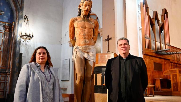 El Sant Crist a la Columna ha tornat a l’església de Sant Francesc. Foto: Alfredo González