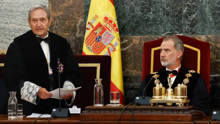 El presidente interino del Tribunal Supremo (TS), Francisco Marín y el rey Felipe VI. FOTO: EFE
