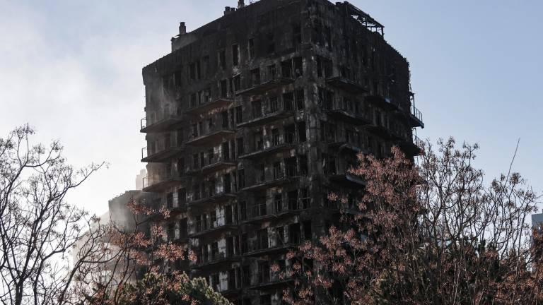 El edificio calcinado. Foto: EFE