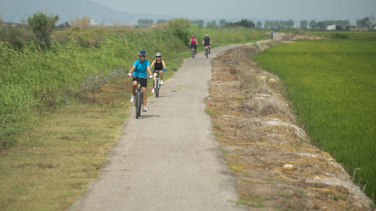 Ciclistas por del Delta del Ebro. &nbsp;FOTO: Joan Revillas