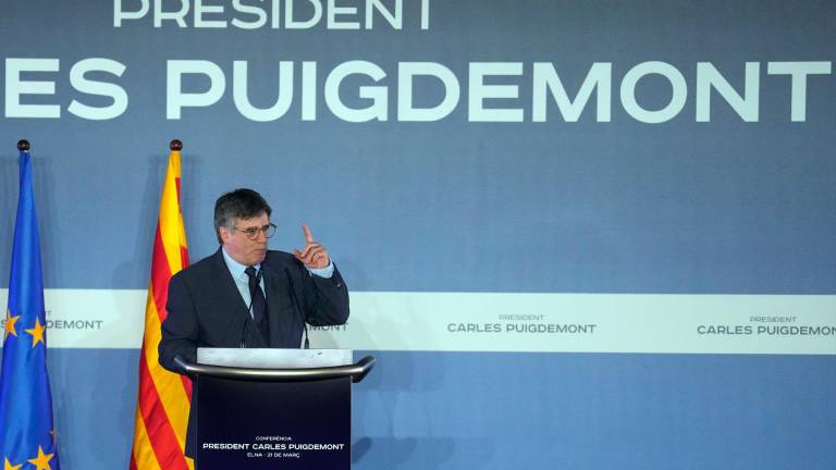 Carles Puigdemont, durante su discurso. Foto: EFE