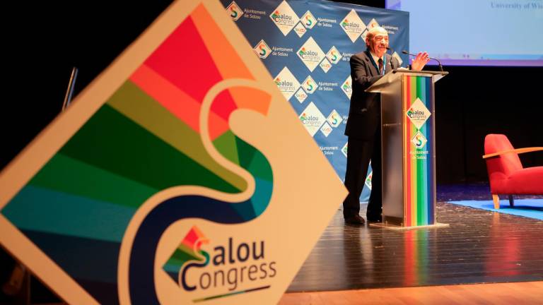 Jafir Jafar durante la conferencia inaugural del SalouCongress 2023. Foto: Alba mariné